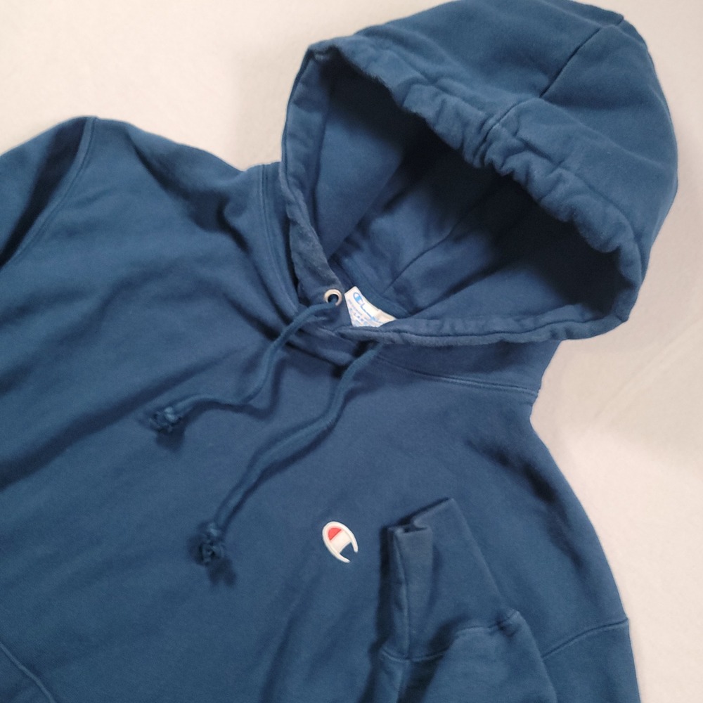 Champion Reverse Weave Hoodie Mens‎ XL Blue Solid Regular Fit Cotton Pullover